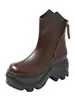 Botas plataforma emagrecedoras, estilo transfronteiriço, nova coleção outono feminino, zíper lateral, tamanhos grandes, solado grosso, tornozeleiras de salto alto estilo britânico