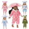 Roupas para boneca American Girl de 18 polegadas 43cm roupas de boneca xiafu pijama fofo de peça única conjunto de duas peças