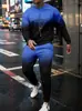 Conjunto de Sudadera Redonda para Hombre Transfronterizo con Pantalones Largos, Estampado Degradado 3D, Ropa Deportiva Casual para Exteriores Sencilla y Elegante