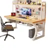 Escritorio de Madera Maciza y Estantería Mesa Integrada para Dormitorio, Uso Doméstico, Escritorio de Estudio para Estudiantes, Escritorio de Oficina Simple con Tablero Perforado, Escritorio para Computadora