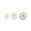 Plata S925 Epoxy Estéreo Sólido Pequeñas Flores Margaritas Separadores Cuentas para Cuerda Trenzada DIY Cuentas Plateadas Perforadas Cruzadas Moda Coreana