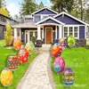 Nova Decoração de Páscoa Mais Vendida Transfronteiriça Conjunto de Ovos e Coelhos de Feliz Páscoa Placa para Jardim Externo
