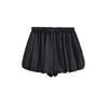 Pantalones cortos florales plisados de cintura elástica casual para mujer, diseño de doble capa, simples, holgados, con bolsillo, versátiles, de pierna ancha