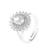 Anillo de Cobre y Circonita Europeo y Americano Transfronterizo Moda Femenina Lujo Ligero Anillo de Dedo de Girasol Personalizado Pieza de Mano de Topacio