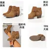 Botas western de tacón grueso con cordones y encaje de borlas, las más vendidas en Europa y América, versátiles para el uso diario, nuevas botas cortas de cuero de corte bajo para mujer
