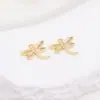 Base de Pingente DIY Hexagonal com Asa de Libélula Letra D Banhada a Ouro 14K Micro-Incrustada Zircônia Sintética