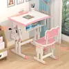 Conjunto de Mesa e Cadeira de Estudo Infantil, Mesa de Escrita para Estudante com Altura Ajustável, Simples, Prático, Confortável, Mesa para Estudante para Uso Doméstico, Estação de Lição de Casa