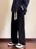 Outono Inverno Novo Calça Reta Solta 2026 Tendência Masculina Versátil Estilo Hong Kong Ins Calça Casual com Veludo Extra Espessada