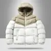Comercio Exterior Transfronterizo Chaqueta de Invierno Cálida Acolchada de Algodón para Hombre, Grueso de Moda Marca Cuello Alto Holgado Abrigo de Algodón, Ropa Gruesa de Algodón para Hombre
