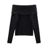 Suéter de un hombro, escote Bardot, que deja ver la clavícula para mujer, adecuado para primavera, otoño e invierno, elegante y a la moda, perfecto como capa interior o capa base de manga larga, top de punto