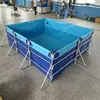 Tanque de peixes quadrado de lona espessa, grande capacidade, montável, tanque dobrável para criação de carpas com estrutura de tubo galvanizado, tanque de armazenamento de água