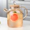 Hervidor de agua fría de vidrio, hervidor de agua fría, refrigerador de gran capacidad, cuentas de vidrio, cubierta de bambú, tetera nórdica para jugos, para el hogar, de doble uso