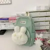 Mochila Pequeña Nueva para Estudiantes Universitarias Color Sólido Mochila de Conejo Estilo Ins Japonés Chica Suave Chica Linda Mochila de Doble Hombro