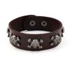 Pulsera de cuero para hombre estilo punk europeo y americano con remaches de calavera, personalizada y moderna, pulsera ancha de piel de vaca no convencional