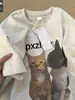 Camiseta Hip-Hop de Calle Verano 2025 Diseño para Mujer Nicho Estampado de Letras Casual Holgada Oversize Mangas Cortas