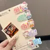 Pinza para el pelo de gato con texto de colores de caramelo peculiar, pinza de pico de pato lateral de estilo girly dulce y versátil japonés, accesorio para el pelo