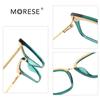 Gafas planas con resorte TR90 y patillas de metal, modernas, con diseño de ojo de gato y borde cruzado, antiazules, con montura de leopardo, 2069