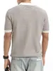 Camisa Polo de Punto Rayada de Manga Corta de Alta Gama para Hombre Verano 2026 con Cuello de Solapa Estilo Old Money para Uso Casual de Negocios