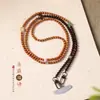 Corrente de Seda Dourada com Sândalo para Celular, Corrente Cruzada Multifuncional, Rosário de Bodhi, Nova Corrente Traseira Artística Chinesa, Cordão Multifacetado para Mulheres