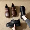 Colección Otoño 2026: Zapatos de Plataforma de Piel Suave para Mujer, Estilo Británico Retro, Punta Redonda, Cierre de Velcro Francés
