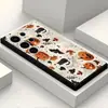 Capa para Celular Samsung Gato Preto Abóbora de Halloween Graffiti Compatível com S23/S24+ Cobertura Total Silicone Macio Proteção Contra Queda