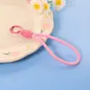 Pin Frijol Tejido a Mano Corto Lanyard para Llaves Llavero de Muñeca Simple Colgante de Bolsa de Color Material Accesorios