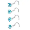 Aço Titânio Unha Curva Nariz Estrela de Cinco Pontas Quadrado Coração de Pêssego Argola de Nariz Haste L Haste S Argola de Nariz Pedra Mini Incrustada Joia Facial de Nariz para Menina