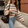 Suéter de Punto con Cuello Redondo para Mujer de AliExpress Primavera y Otoño, Suave y Versátil, Amigable con la Piel, Bloque de Color, Top para Viajar al Trabajo y Uso Diario al por Mayor