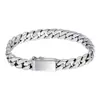 Pulseira Masculina de Prata Tailandesa Vintage Punk Corrente Cubana Trançada Corrente Lisa Chicote de Cavalo Design Único Pulseira Hip-Hop Tendência