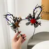 Halloween Flor Sombria Galho de Cervo Headband Festa Dançante Headband Borboleta Artificial Foto Engraçada Fantasia para Fantasiar