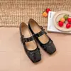 Zapatos planos de verano de suela blanda, de piel, con punta cuadrada y corte bajo, adecuados para vestidos de estilo francés, cómodos para los pies, zapatos Mary Jane para mujer, nuevo modelo 2026