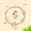 Pulseira de Prata S925 com Cristais Brancos e Contas Prateadas Quebradas para Mulheres, Design de Nicho com Toque Avançado, Pulseira Simples de Cristal, Joia para Namoradas