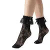 Calcetines JK Transpirables de Encaje con Adorno de Mariposa para Primavera y Verano, Calcetines Lolita Dulces y Lindos Estilo Academia, Calcetines de Media Pantorrilla Moldeadores y Adelgazantes