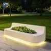 Asiento de sofá de cemento para patio y calles comerciales, banco paisajístico de GRC, fabricante de tumbona larga impermeable iluminada para exteriores