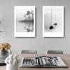 Generación profesional etiquetado moderno simple blanco y negro paisaje barco lago bosque dormitorio sala de estar lienzo pintura decorativa núcleo