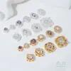 Fuerte retención de color oro de 14 quilates incrustado circonita redonda gota de agua geométrica porosa cuentas doble fila DIY hecho a mano accesorios de cuentas