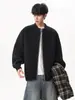 Directo de Fábrica Otoño/Invierno 2026 Grueso Patchwork Falso Dos Piezas Cardigan de Punto Suéter Exterior Casual Suelto Fresco Desaliñado para Hombre