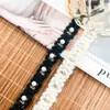 Novo estilo fragrante pequeno de 1,5 cm de largura, pérola branca, renda dourada, DIY, acessórios de renda decorativos feitos à mão para roupas, atacado