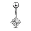 Piercing Umbigo Coração Estrela Cinco Pontas Quadrado Redondo Zircônia Botão Umbigo Anel Umbigo Aço Inoxidável Joia Piercing Suprimento Transfronteiriço