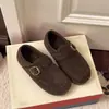 Jialuoya Zapatos Birkenstock Todo Incluido para Mujer Nuevos Zapatos de Piel Otoño/Invierno Mocasines Versátiles de Suela Blanda Slip-ons Zapatos de Algodón de Dos Capas