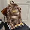 Mochila Escolar Xadrez Estilo Coreano Feminina Estudante Universitária Casual Estilo Universitário Mochila para Computador Leve Mochila de Viagem para Aluno do Ensino Fundamental