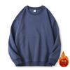 Moletom Grosso com Forro de Lã para Homens e Mulheres, Manga Longa com Gola Redonda para Outono e Inverno, Cor Sólida, Tamanho Grande, Caimento Solto, Camada Interna, Estilo Workwear Personalizado