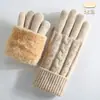 Guantes de Invierno para Mujer con Pantalla Táctil de Amazon Transfronterizos, Guantes de Punto de Doble Capa a Prueba de Frío, Guantes Cálidos para Ciclismo al Aire Libre