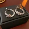 Pendientes de Aguja de Plata Antiguos Medios Vintage Pendientes de Circonita con Forma de Serpiente Electrochapados en Oro Real Pendientes de Nicho de Lujo Ligero de Gama Alta para Mujer