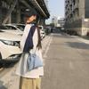 Bolsa Transversal para Celular de Pano de Nylon Estilo Artístico Fresco Coreano Mini Bolsa Quadrada Feminina com Alça Fina Encolher