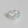 Anillo Geométrico Ovalado Azul para Mujer, Simple y Elegante, Anillo Abierto Versátil, Anillo de Dedo Índice de Moda Estilo Ins