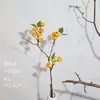 Rama de árbol frutal de caqui flor artificial adorno decoración de sala de estar arreglo floral de exhibición ramo flores secas de piso decoración suave para el hogar