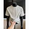 Camiseta de Manga Corta con Hombro Recto, Parche Desconstruido Estilo Americano para Hombre, Marca Trendy Holgada de Verano, Casual Elegante y Adelgazante, Manga Corta