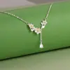 Colar de Flor de Jasmim Quadrado para Mulheres, Prata Pura S999, Novo Design Popular de Nicho, Corrente para Clavícula Floral de Luxo Leve