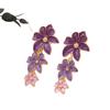 Pendientes de Flor Púrpura con Goteo de Aceite de Moda de Gama Alta para Nicho Adecuados para que las Mujeres los Usen en Banquetes Diarios y Vacaciones en la Playa